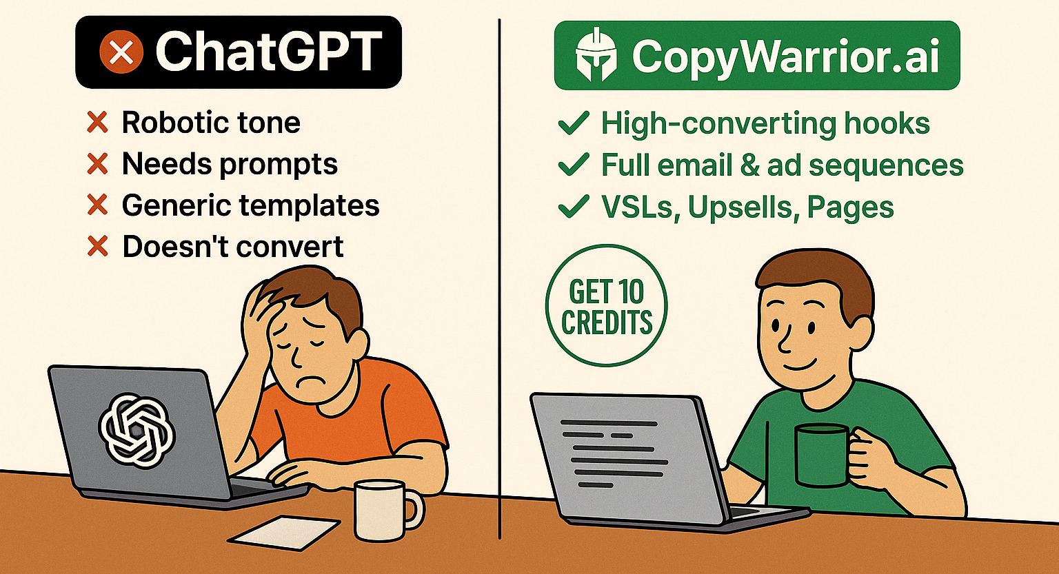 CopyWarrior.ai vs ChatGPT comparison